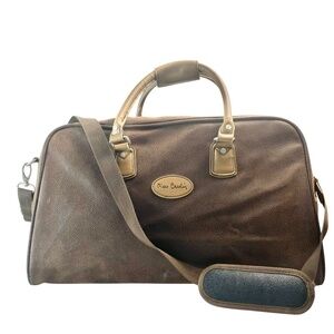 Overnight Duffle Bag With Crossbody Strap and Double handle in Chocolate and Tan